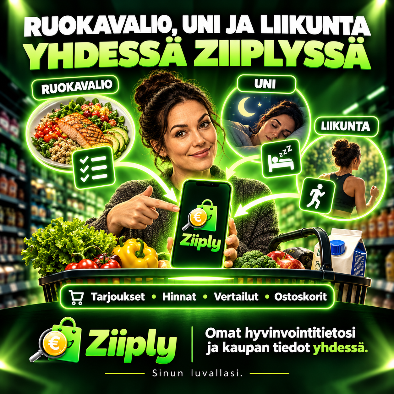 Ruokavalio, uni ja liikunta yhdessä Ziiplyssä